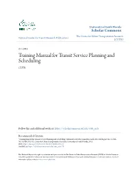 Training Manual for Transit Service Planning and Scheduling CUTR