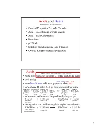 Acids and Bases Acids