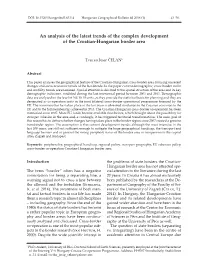 An Analysis of the Latest Trends of the Complex Development of the Croatian-Hungarian Border Area