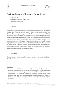 Aquinas' Ontology of Transeunt Causal Activity