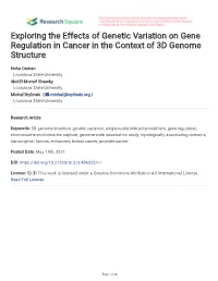Exploring the Effects of Genetic Variation on Gene Regulation in Cancer in the Context of 3D Genome Structure