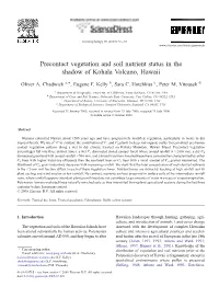 Precontact Vegetation and Soil Nutrient Status in the Shadow of Kohala Volcano, Hawaii ⁎ Oliver A