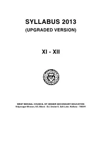Syllabus of HS Science (Bengali Medium) of WBCHSE