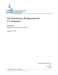 The Palestinians: Background and U.S