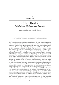 Urban Health Populations, Methods, and Practice