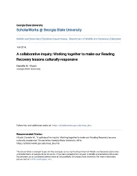 A Collaborative Inquiry: Working Together to Make Our Reading Recovery Lessons Culturally Responsive