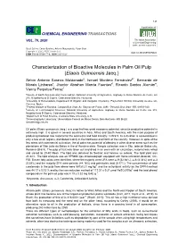 Characterization of Bioactive Molecules in Palm Oil Pulp