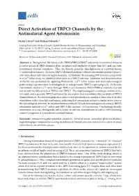 Direct Activation of TRPC3 Channels by the Antimalarial Agent Artemisinin