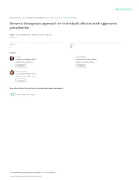 Dynamic Therapeutic Approach for Individuals Affected with Aggressive Periodontitis
