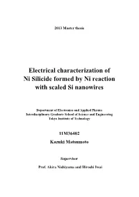 Electrical Characterization of Ni Silicide Formed by Ni Reaction with Scaled Si Nanowires