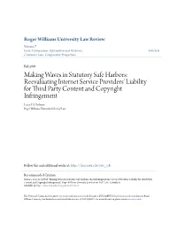 Reevaluating Internet Service Providers' Liability for Third Party Content and Copyright Infringement Lucy H