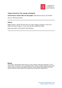 Thomas Harriot on the Coinage of England LSE Research Online URL for This Paper: Version: Published Version