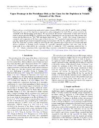 Vapor Drainage in the Protolunar Disk As the Cause for the Depletion in Volatile Elements of the Moon