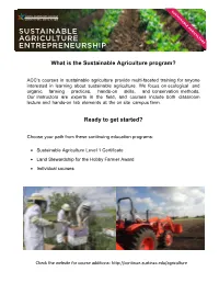 What Is the Sustainable Agriculture Program?