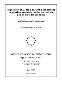 Active Chlorine Released from Hypochlorous Acid