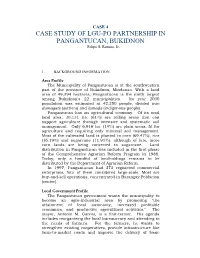 CASE STUDY of LGU-PO PARTNERSHIP in PANGANTUCAN, BUKIDNON Felipe S