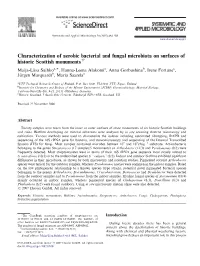 Characterization of Aerobic Bacterial and Fungal Microbiota on Surfaces of Historic Scottish Monuments