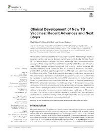 Clinical Development of New TB Vaccines: Recent Advances and Next Steps