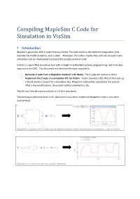 Compiling Maplesim C Code for Simulation in Vissim