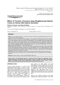 Effect of Turmeric (Curcuma Longa Zingiberaceae) Extract Cream On