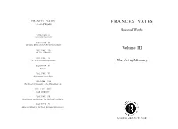 FRANCES YATES FRANCES YATES Selected Works Selected Works