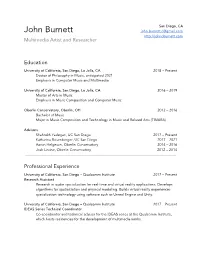 John Burnett John.Burnett.C@Gmail.Com Multimedia Artist and Researcher