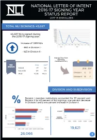 National Letter of Intent 2016-17 Signing Year Status Report - 2017-18 Enrollees