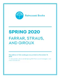 Spring 2020 Farrar, Straus, and Giroux