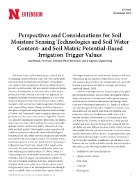 And Soil Matric Potential- Based Irrigation Trigger Values