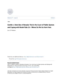 Gentile V. State Bar of Nevada: Trial in the Court of Public Opinion and Coping with Model Rule 3.6 - Where Do We Go from Here