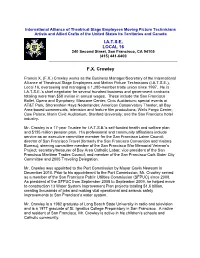 I.A.T.S.E. LOCAL 16 F.X. Crowley