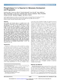 Phospholipase C;1 Is Required for Metastasis Development and Progression