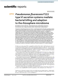 Pseudomonas Fluorescens F113 Type VI Secretion Systems Mediate