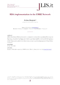 RDA Implementation in the URBE Network