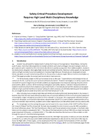 Safety-Critical Procedure Development Requires High Level Multi-Disciplinary Knowledge
