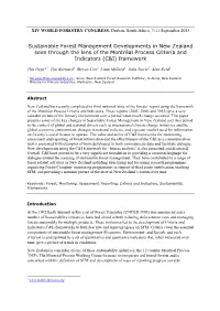 Sustainable Forest Management Developments in New Zealand Seen Through the Lens of the Montréal Process Criteria and Indicators (C&I) Framework