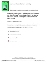 Analysing the Influence of African Dust Storms on the Prevalence of Coral Disease in the Caribbean Sea Using Remote Sensing and Association Rule Data Mining