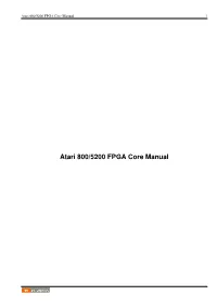 Atari 800/5200 FPGA Core Manual I