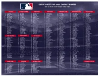 CHEAT SHEET for 2021 FANTASY DRAFTS 5X5 12-Team Mixed-League Cheat Sheet
