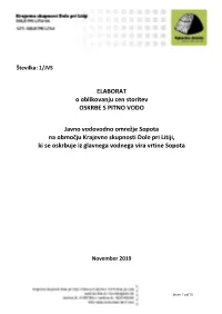 ELABORAT O Oblikovanju Cen Storitev OSKRBE S PITNO VODO Javno