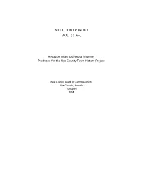 Nye County Index Vol. 1: A-L