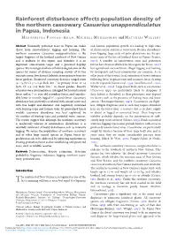 Rainforest Disturbance Affects Population Density of the Northern Cassowary Casuarius Unappendiculatus in Papua, Indonesia