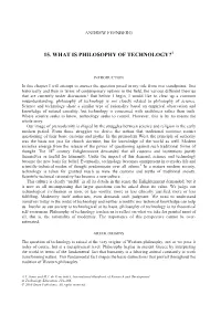 15. What Is Philosophy of Technology?1