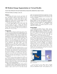 3D Medical Image Segmentation in Virtual Reality