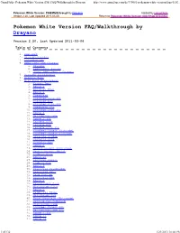 Gamefaqs: Pokemon White Version (DS) FAQ/Walkthrough by Drayano