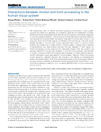 Interactions Between Motion and Form Processing in the Human Visual System