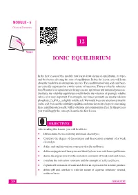 Ionic Equilibrium Chemical Dynamics