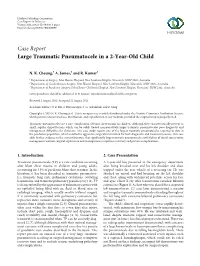 Large Traumatic Pneumatocele in a 2-Year-Old Child