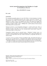 On the Ancient Determination of the Meridian Arc Length by Eratosthenes of Kyrene