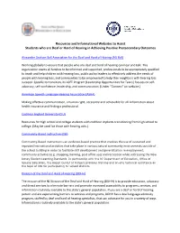 Resources and Informational Websites to Assist Deaf and Hard Of